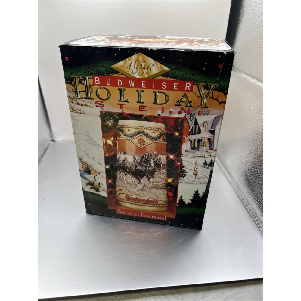 1996 Budweiser Holiday Stein American‎ Homestead Collectible Christmas Beer Mug